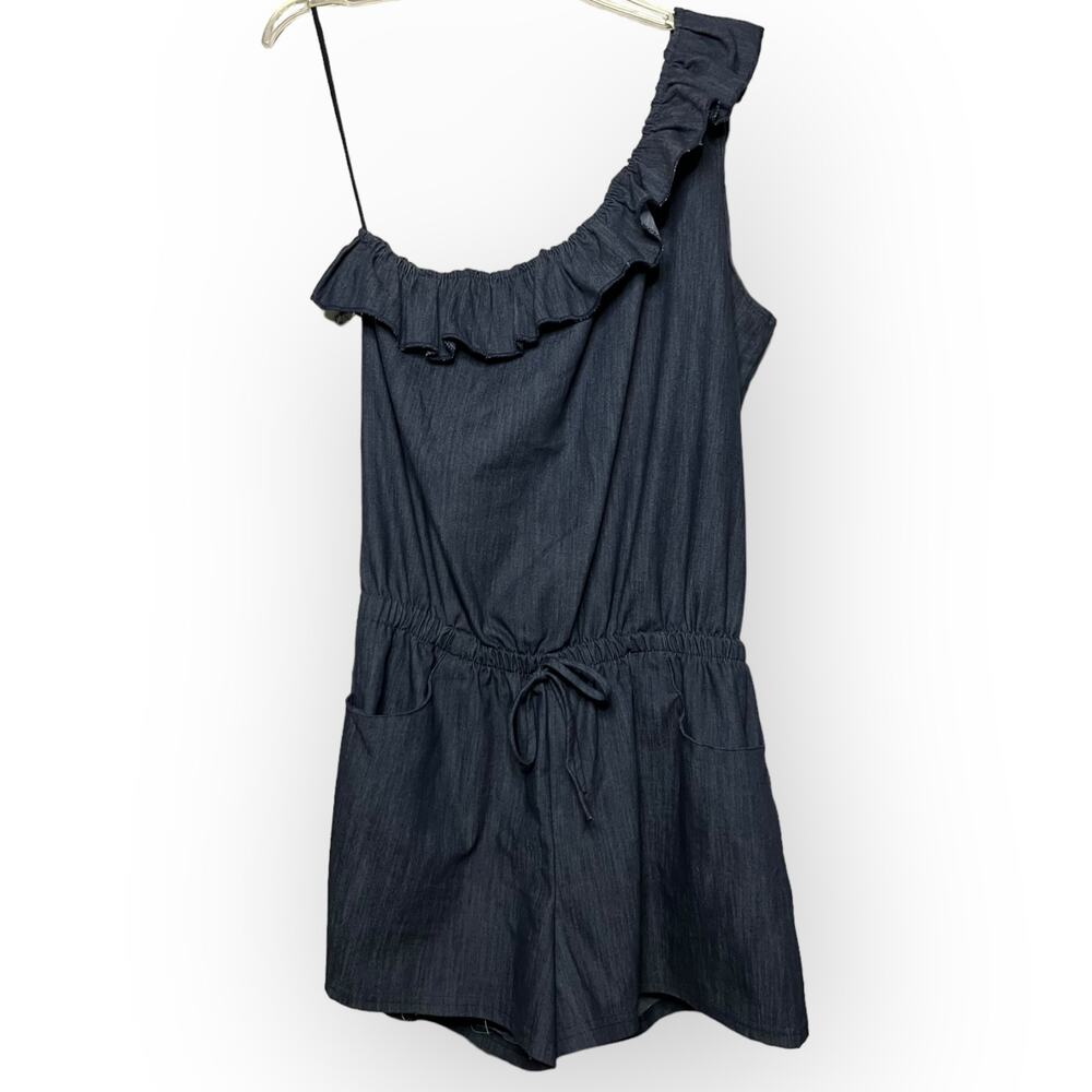 Jamie Nicole Collection Vintage 90s Dark Wash Lightweight Denim Romper Size 1X